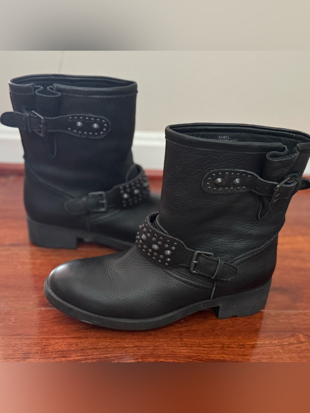 Ash Black Studded Leather Moto Boots
